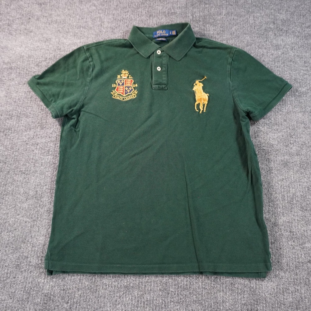 Polo Ralph Lauren Polo Shirt Mens Large Green Big Pony Crest Custom Slim Fit